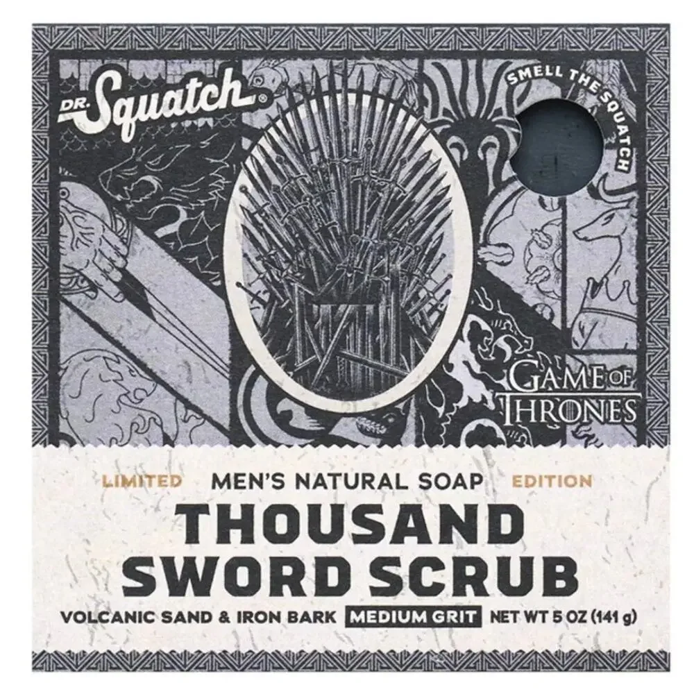 Dr. Squatch Men's All Natural Bar Soap, Thousand Sword Scrub, Game of Thrones